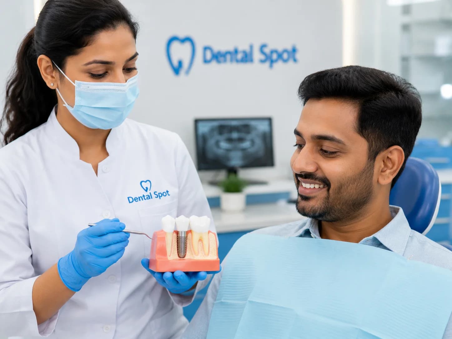 Dental implant model showing natural tooth replacement at Dental Spot Patna
