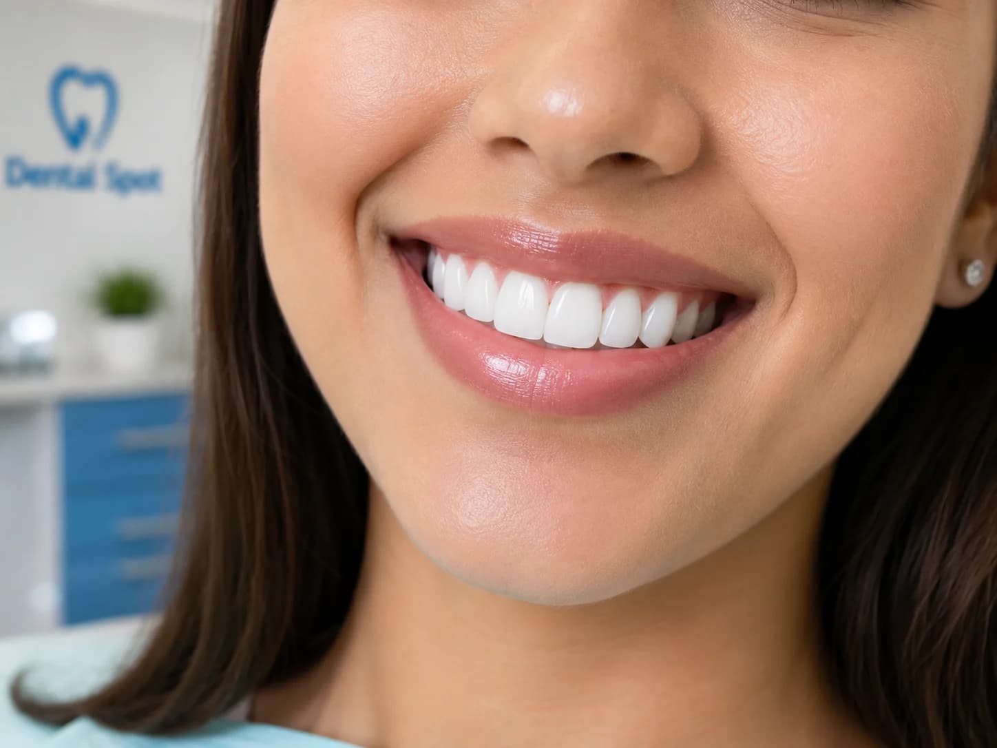 Close-up of custom porcelain veneers crafted at Dental Spot Patna